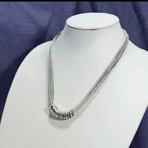 Silver Multi-Strand Ring Accent Necklace - Women Jewelry